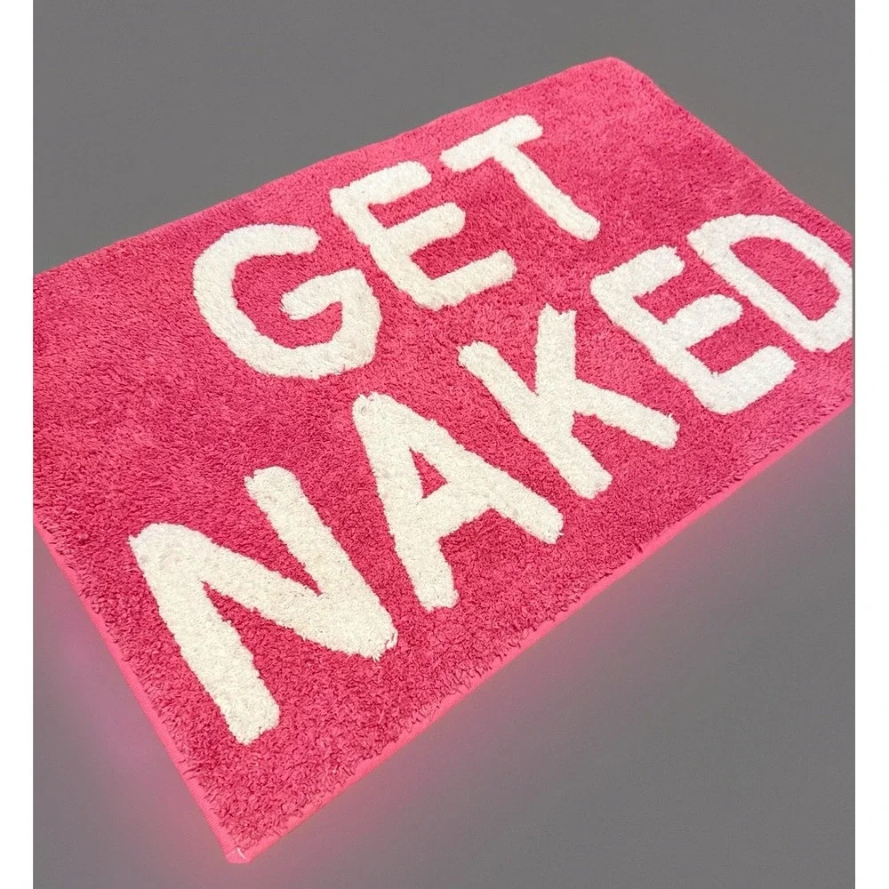 Hot-Pink Bath Mat Rug Decor Modern Dorm-Core Apartment Accent 